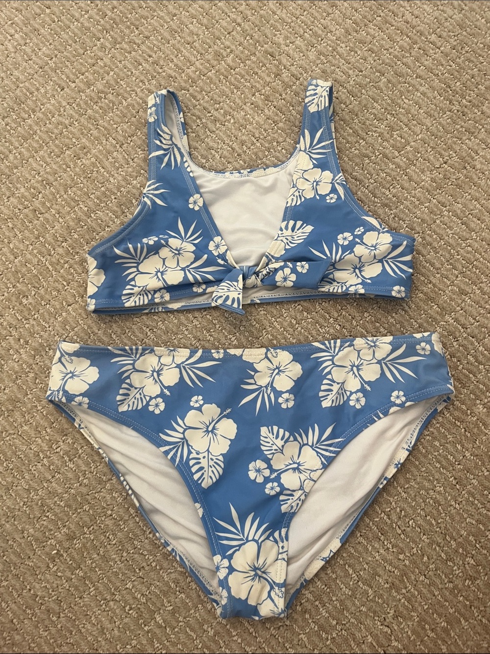 Full Tilt Blue and White Floral Kids Bikini
